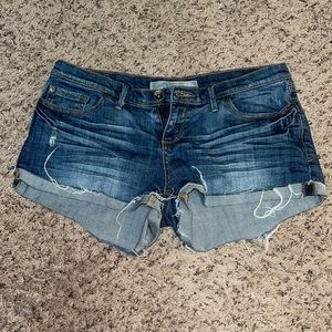 Dark wash denim shorts